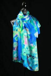 Seidenschal aus Ponge-Seide Blumenmotiv 