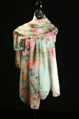 Seidenschal Georgette mit Ponge Blumenmotiv 