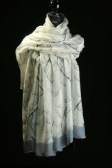 Seidenschal Georgette mit Ponge Schwarz/weiß 