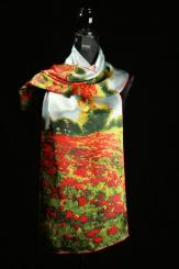 Seidenschal aus Satinseide mit Künstlermotiv 