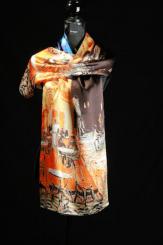 Seidenschal aus Satinseide mit Künstlermotiv 