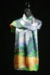 Seidenschal aus Satinseide mit Künstlermotiv 