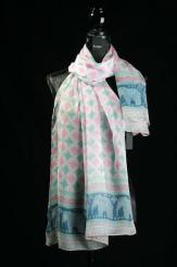 Seidenschal aus Pongeseide mit Georgette mit Elefanten 