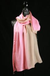 Seidenschal aus Pongeseide mit Georgette rosé mit Übergang 