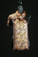 Schmaler Seidenschal aus Satin Seide braun 