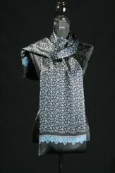 Schmaler Seidenschal aus Satin Seide Paisley schwarz 