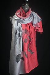 Leinen/Seide-Schal mit Ausbrennung 