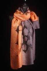 Leinen/Seide-Schal mit Ausbrennung 