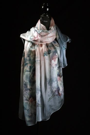 Seidenschal mit Ponge-Seide und Georgette-Seide 