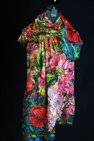 Wollschal bunte Blumen 