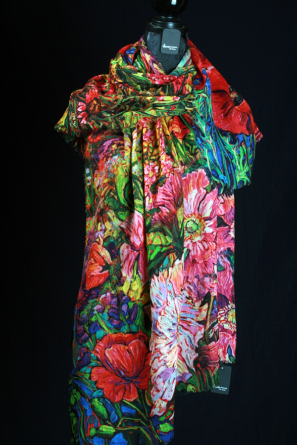Wollschal bunte Blumen 