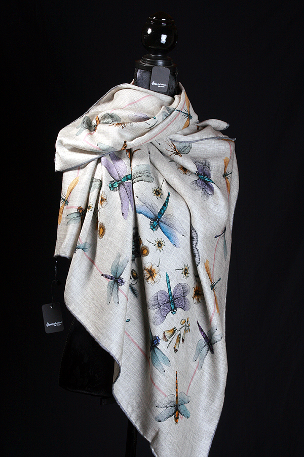 Tuch Wolle/Seide 110 X 110 mit Libellen 